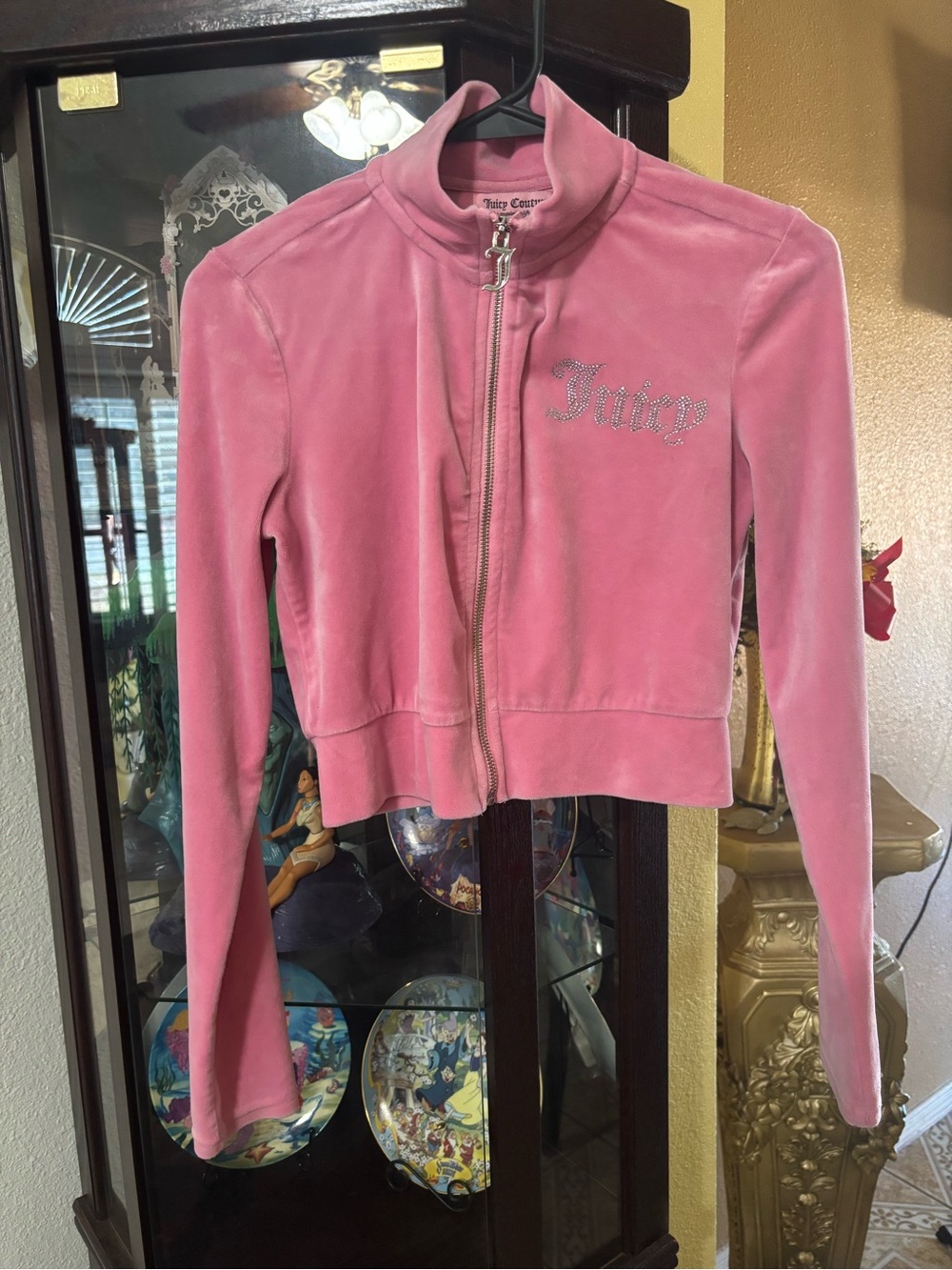 Juicy Couture Women’s Pink Velour Zip-Up Jacket